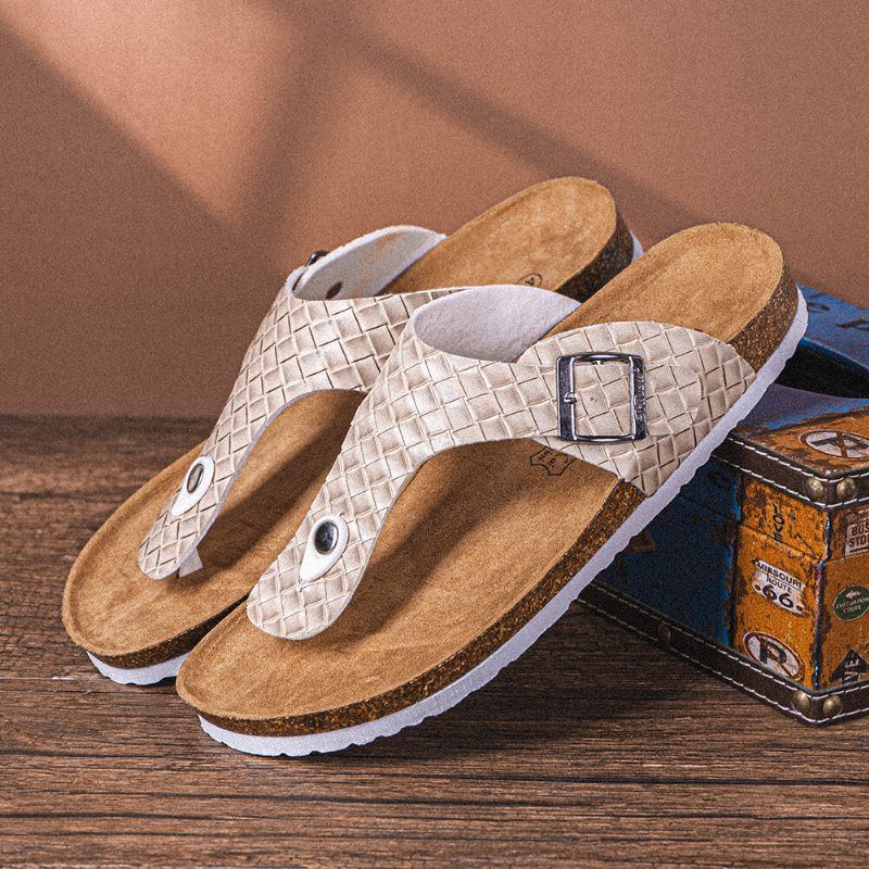 Atmungsaktive Rutschfeste Gewebte Strand Flip Flops Für Herren