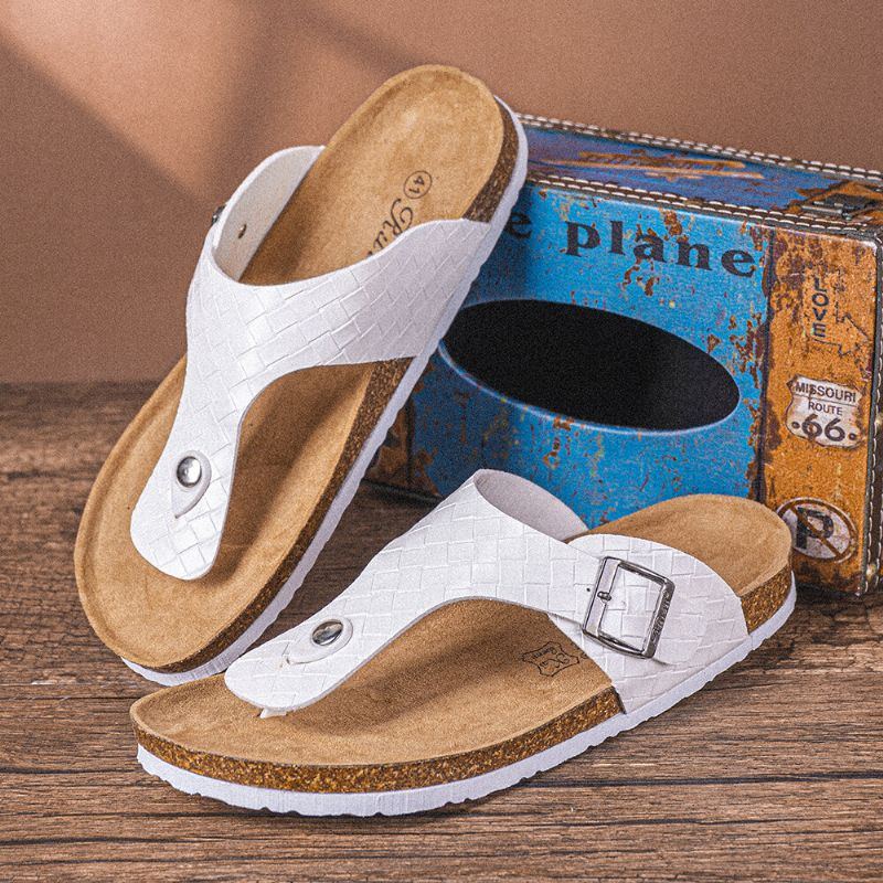 Atmungsaktive Rutschfeste Gewebte Strand Flip Flops Für Herren