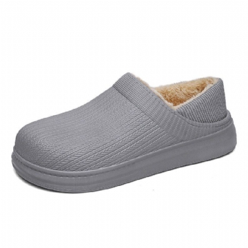 Bequeme Weite Passform Runde Zehen Warme Einfache Slip On Hausschuhe Für Herren