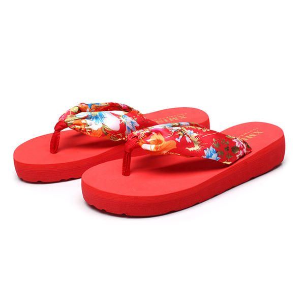 Big Size Sommer Damen Strand Hausschuhe Böhmen Flip Flops Atmungsaktive Seidenhausschuhe