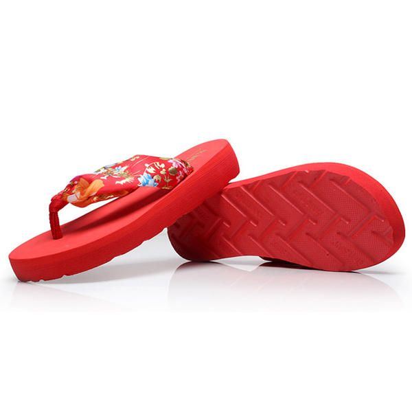 Big Size Sommer Damen Strand Hausschuhe Böhmen Flip Flops Atmungsaktive Seidenhausschuhe