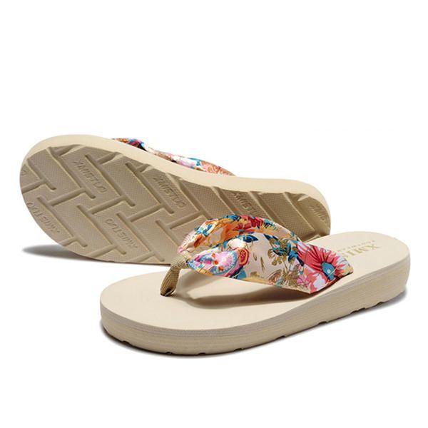 Big Size Sommer Damen Strand Hausschuhe Böhmen Flip Flops Atmungsaktive Seidenhausschuhe