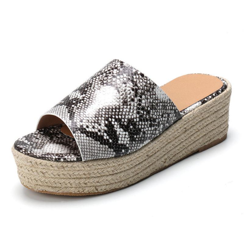 Damen Serpentine Soft Bequeme Round Toe Wedge Comfy Slippers