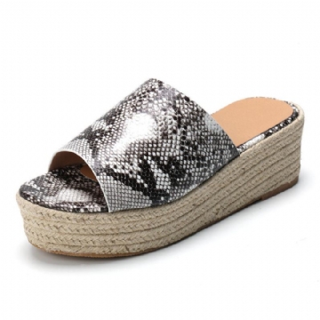 Damen Serpentine Soft Bequeme Round Toe Wedge Comfy Slippers