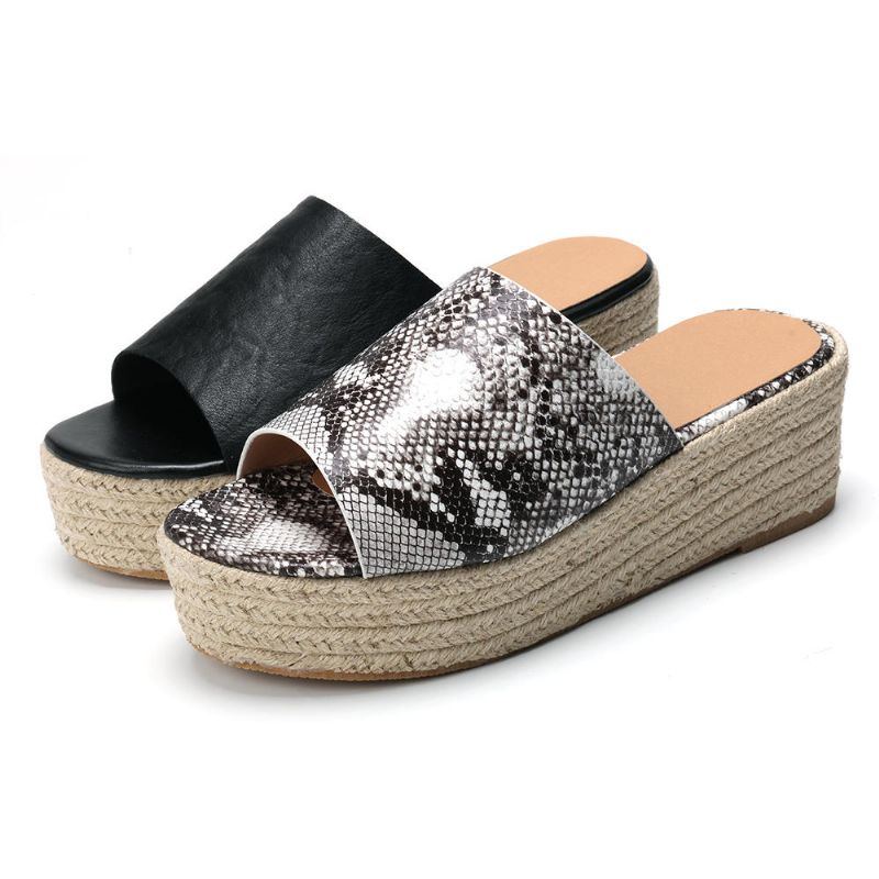 Damen Serpentine Soft Bequeme Round Toe Wedge Comfy Slippers