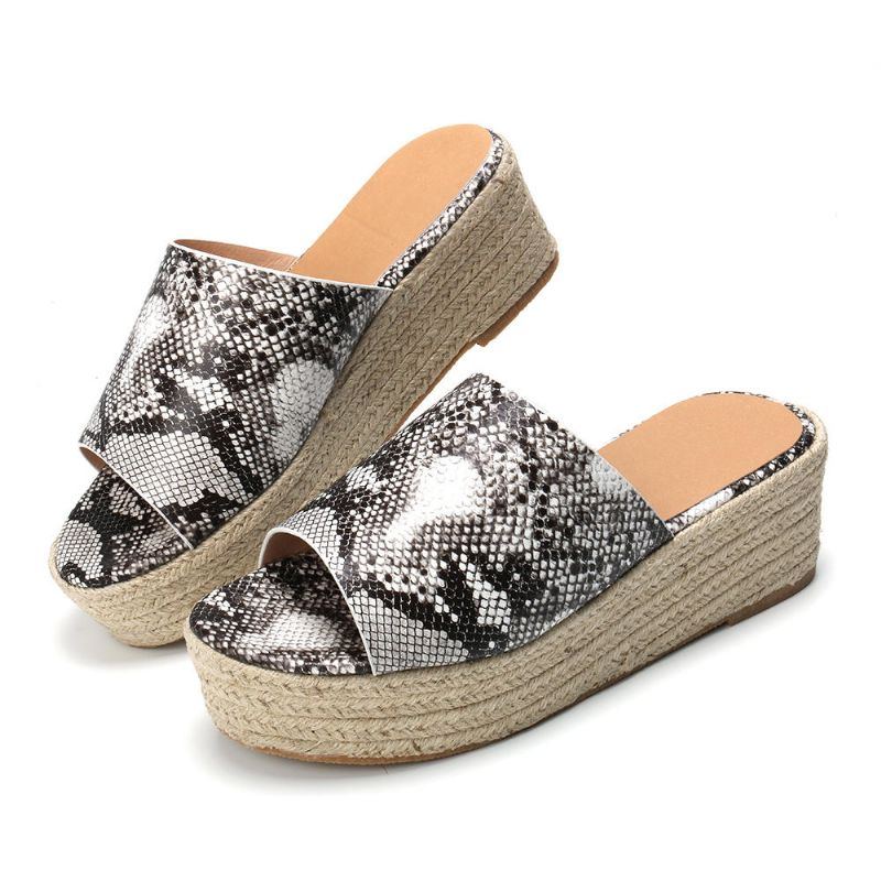 Damen Serpentine Soft Bequeme Round Toe Wedge Comfy Slippers