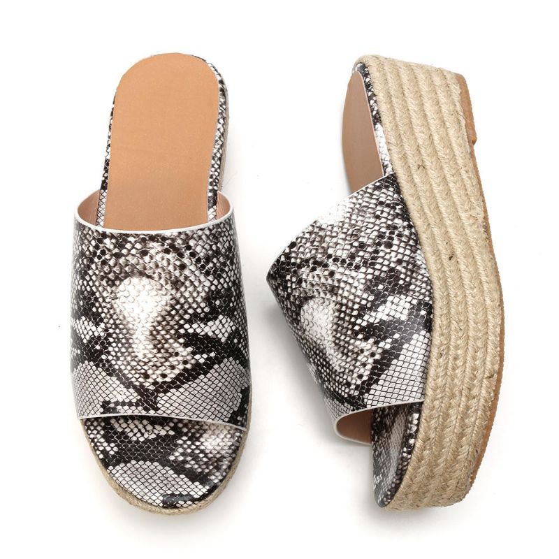 Damen Serpentine Soft Bequeme Round Toe Wedge Comfy Slippers