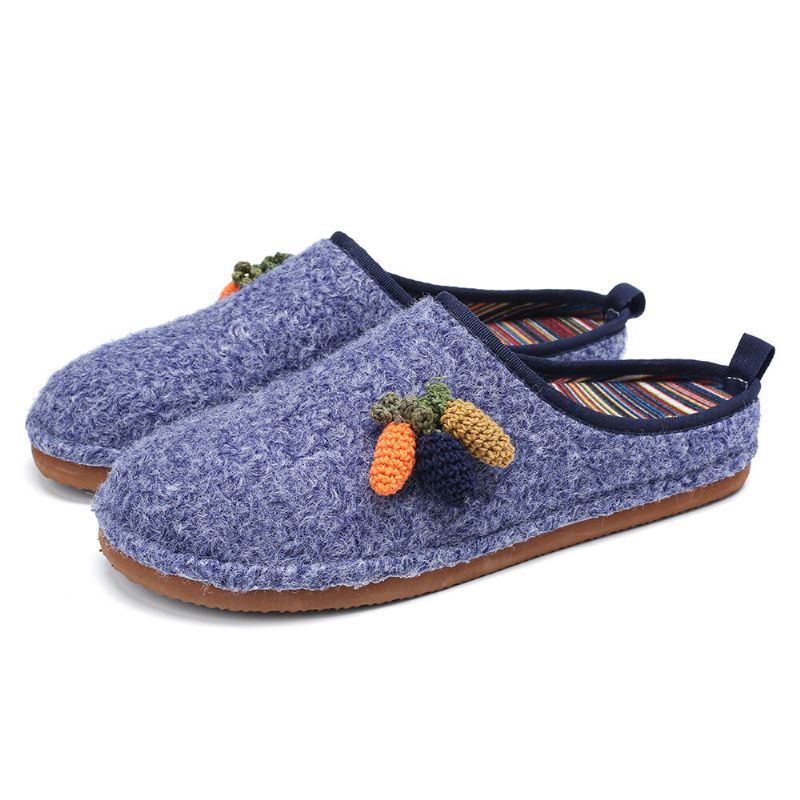 Damen Süße Früchte Dekoration Einfarbig Haushalt Baumwolle Slip On Indoor Flat Home Schuhe Hausschuhe