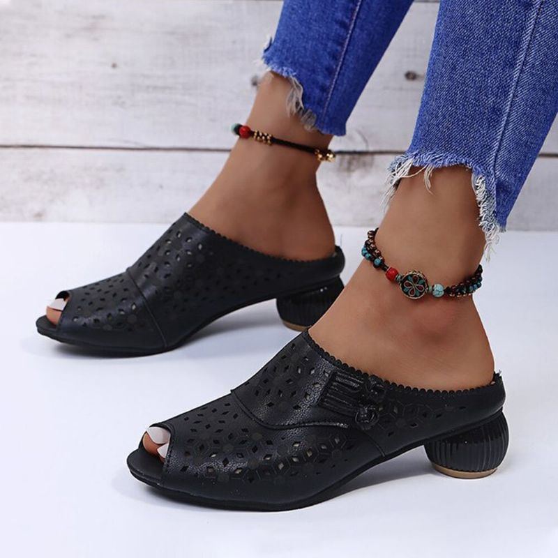 Damen Aushöhlen Low Heel Bequeme Weiche Sohle Freizeitsandalen