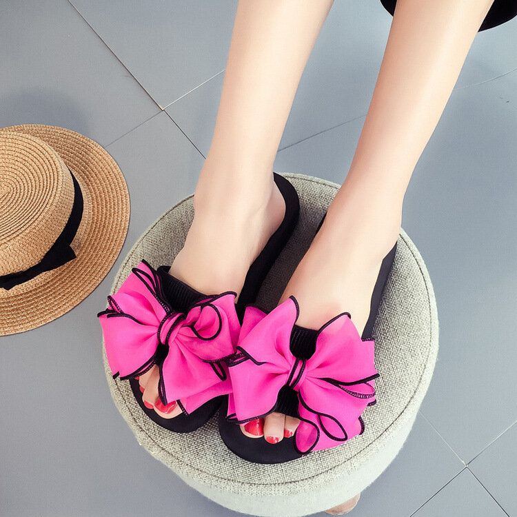 Damen Blumen Dekoration Offene Zehe Beiläufige Sommer Strand Hausschuhe