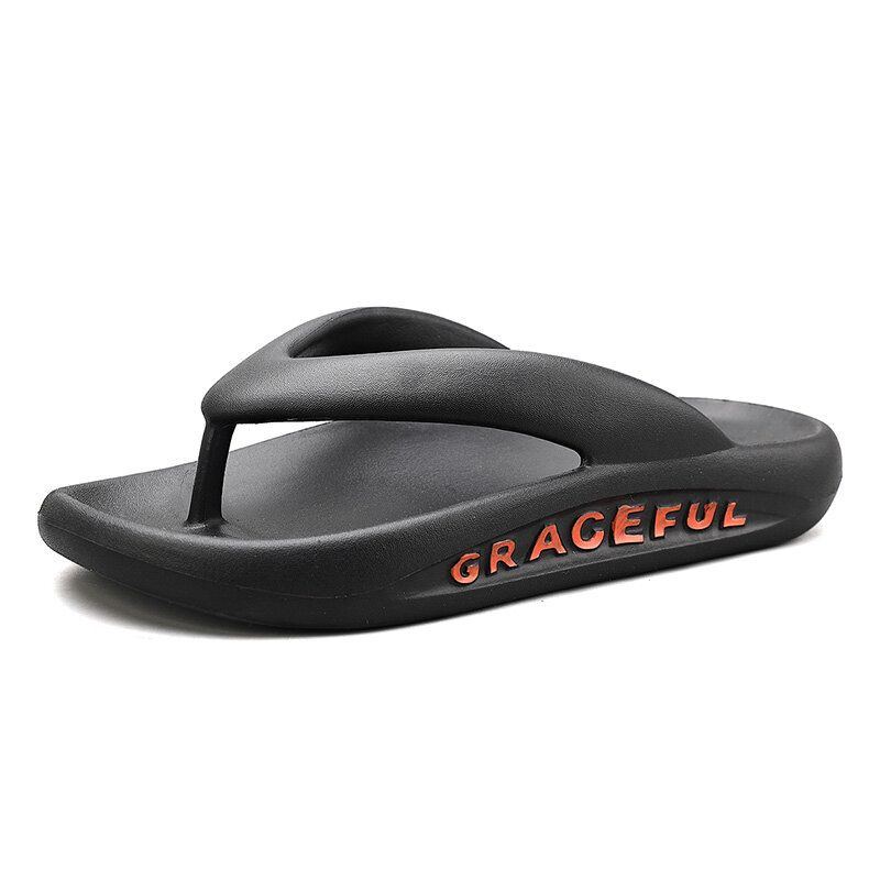 Herren Leichte Weiche Sohle Reine Farbe Indoor Flip Flops Lässige Plateau Hausschuhe