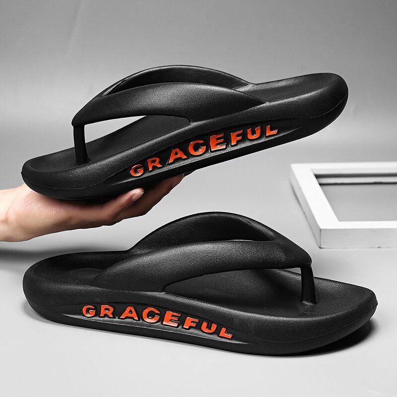 Herren Leichte Weiche Sohle Reine Farbe Indoor Flip Flops Lässige Plateau Hausschuhe