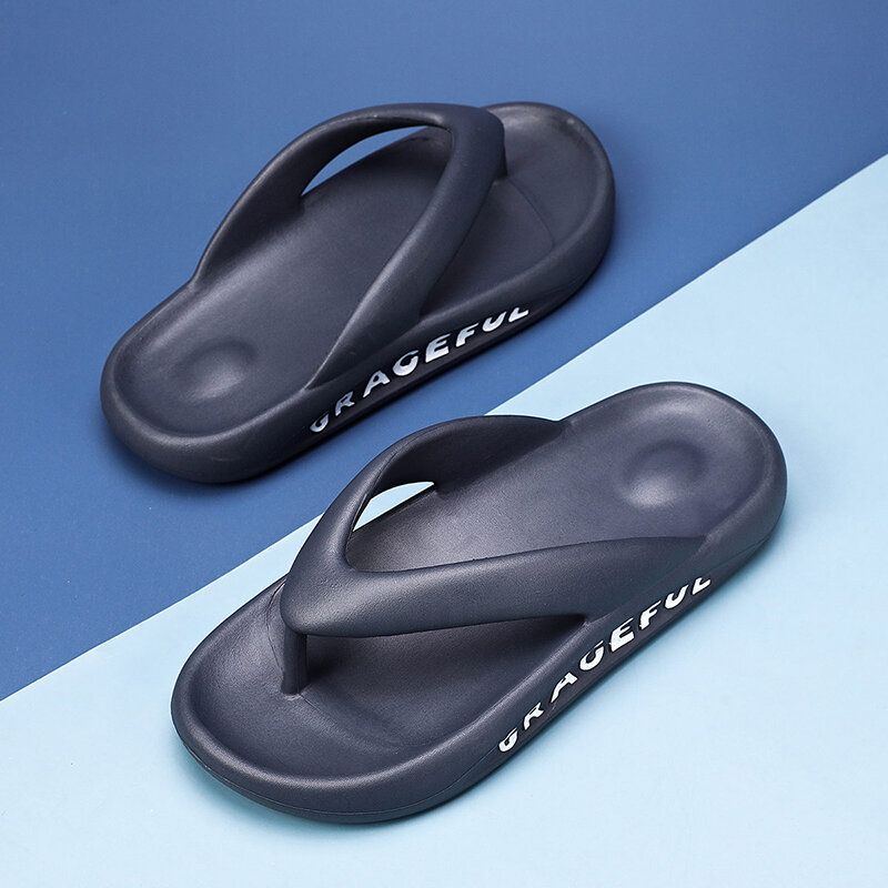 Herren Leichte Weiche Sohle Reine Farbe Indoor Flip Flops Lässige Plateau Hausschuhe