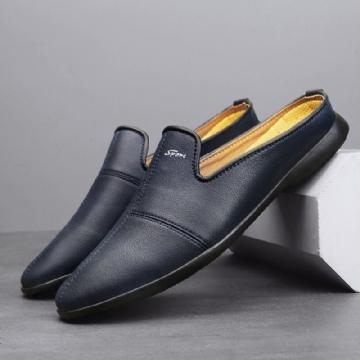 Herren Mikrofaser Leder Weiche Sohle Slingback Rutschfest Geschlossene Zehen Flach Lässige Hausschuhe