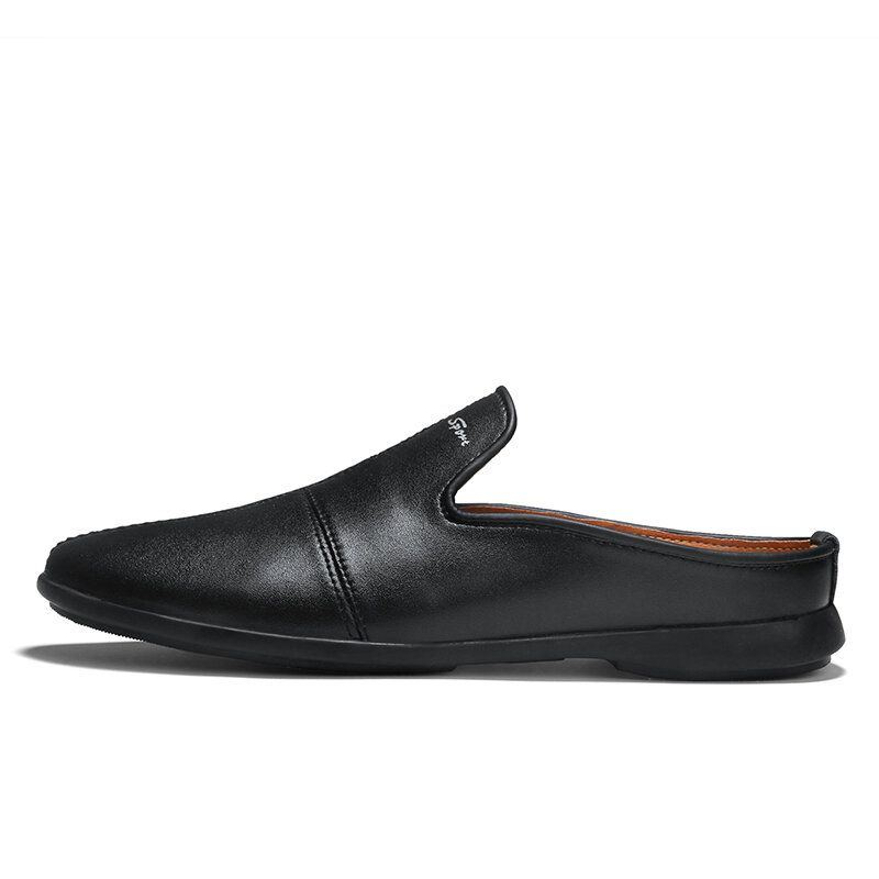 Herren Mikrofaser Leder Weiche Sohle Slingback Rutschfest Geschlossene Zehen Flach Lässige Hausschuhe