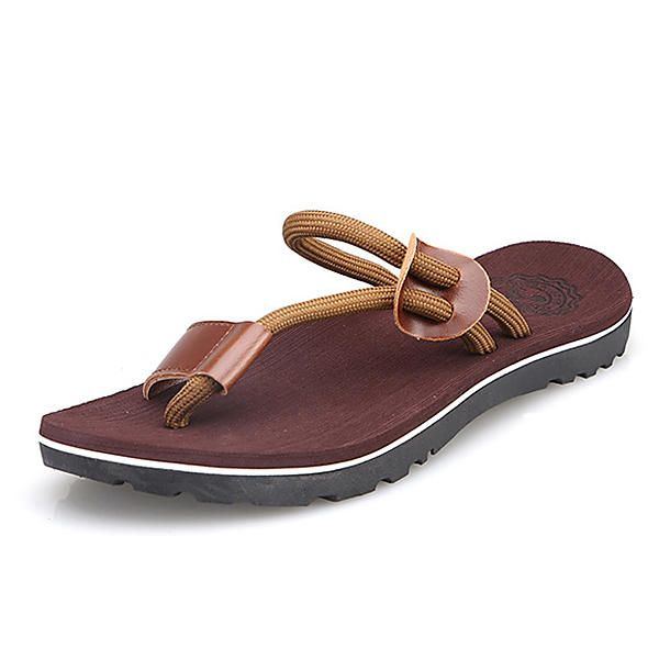 Herren Casual Pu Leder Clip Toe Hausschuhe Strandschuhe