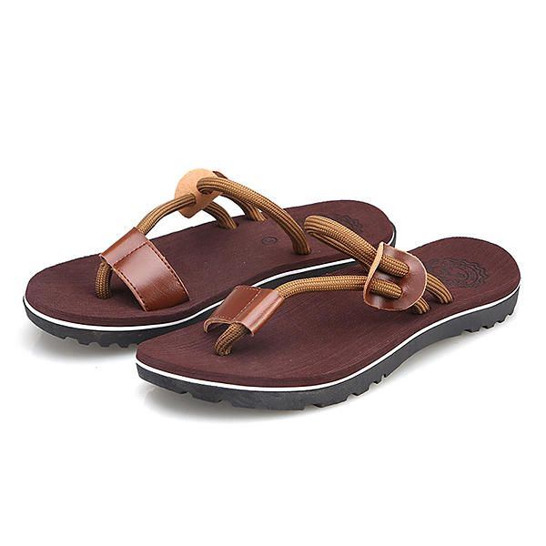 Herren Casual Pu Leder Clip Toe Hausschuhe Strandschuhe