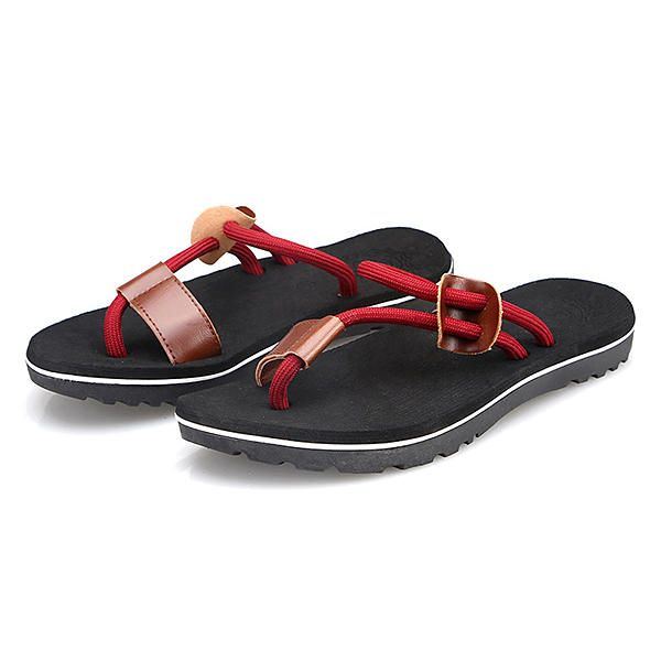 Herren Casual Pu Leder Clip Toe Hausschuhe Strandschuhe