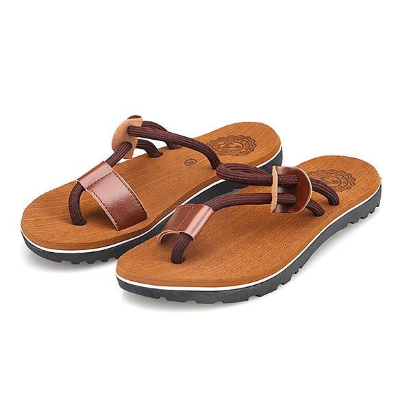 Herren Casual Pu Leder Clip Toe Hausschuhe Strandschuhe