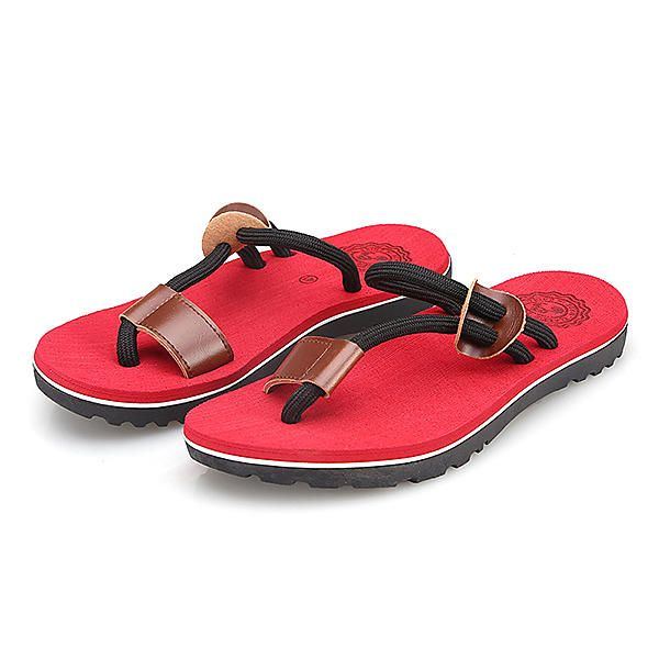 Herren Casual Pu Leder Clip Toe Hausschuhe Strandschuhe