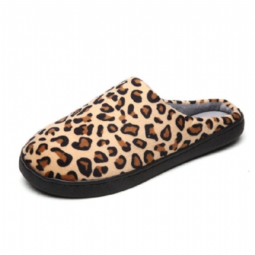 Herren Leopard Baumwolle Warmer Rutschfester Tragbarer Sohlen Hausschuh