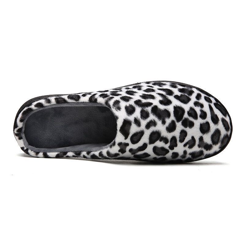 Herren Leopard Baumwolle Warmer Rutschfester Tragbarer Sohlen Hausschuh