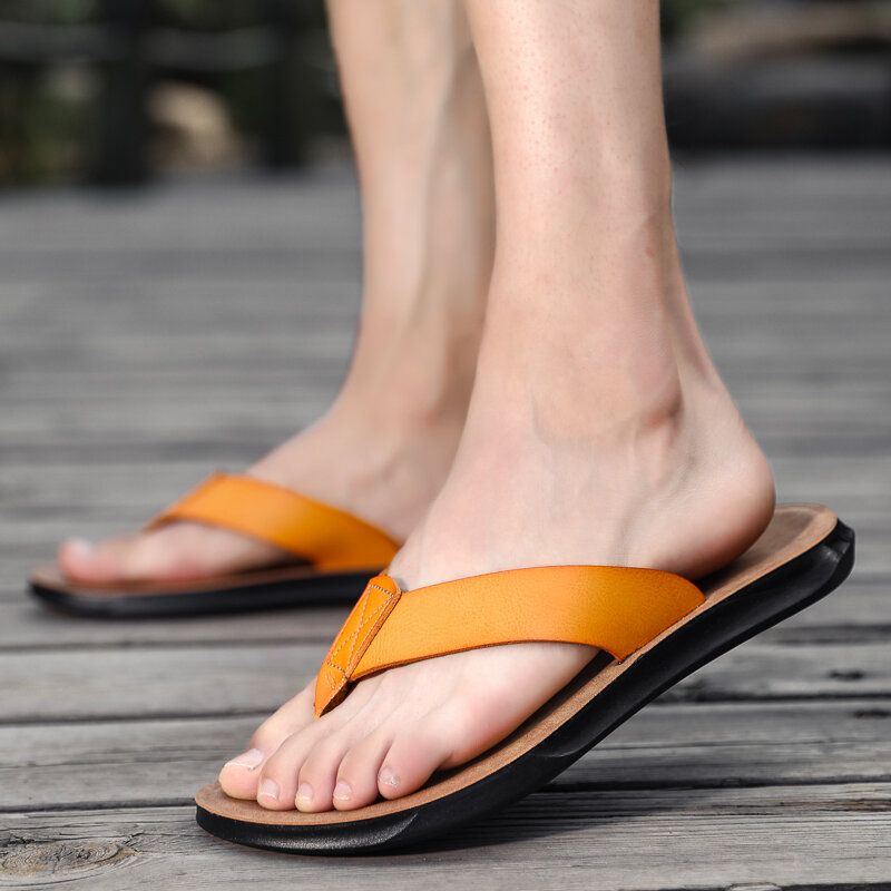 Herren Mikrofaser Weiche Sohle Rutschfeste Bequeme Solide Flip Flops