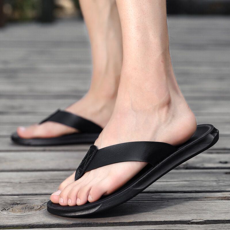 Herren Mikrofaser Weiche Sohle Rutschfeste Bequeme Solide Flip Flops