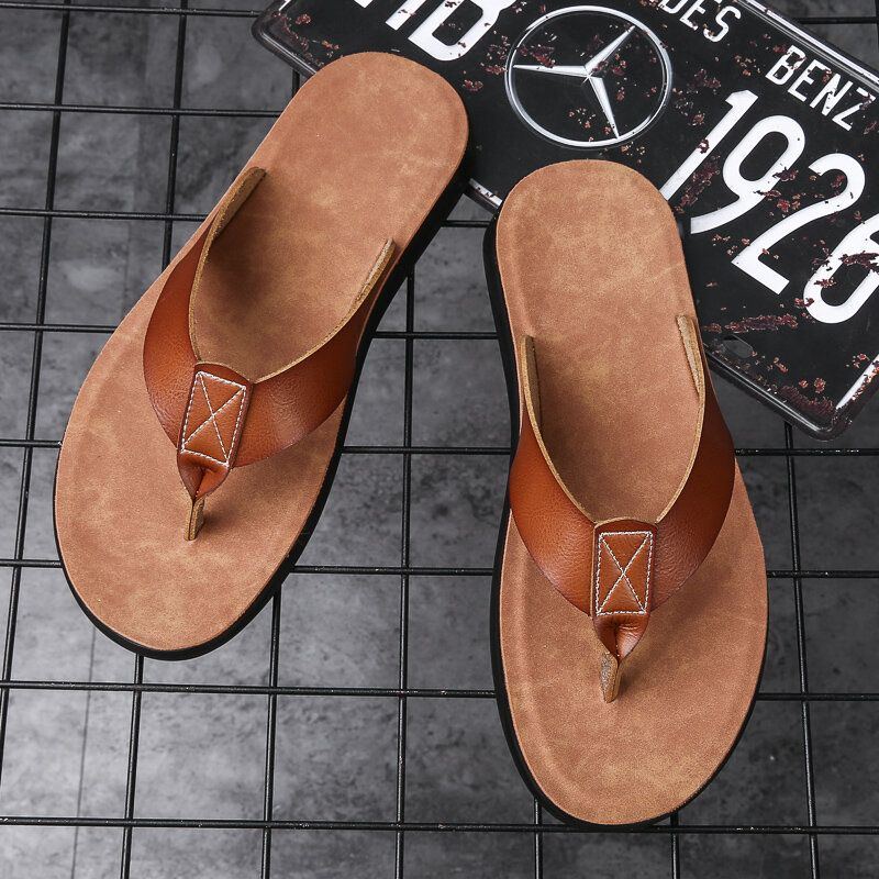 Herren Mikrofaser Weiche Sohle Rutschfeste Bequeme Solide Flip Flops