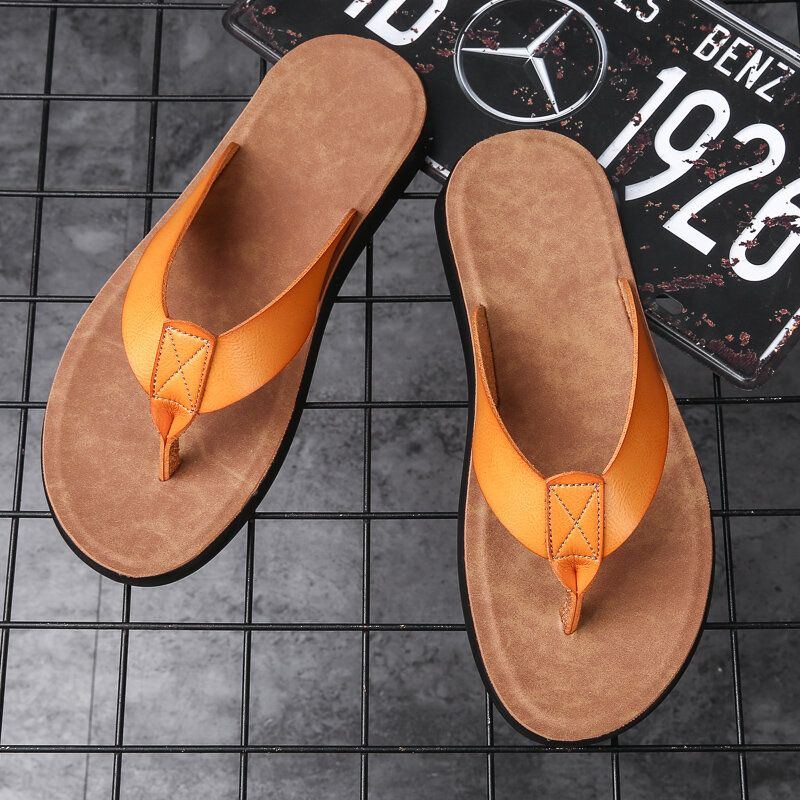 Herren Mikrofaser Weiche Sohle Rutschfeste Bequeme Solide Flip Flops