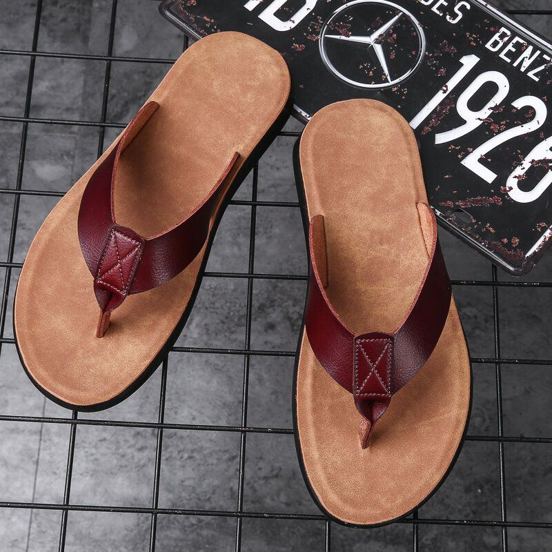 Herren Mikrofaser Weiche Sohle Rutschfeste Bequeme Solide Flip Flops