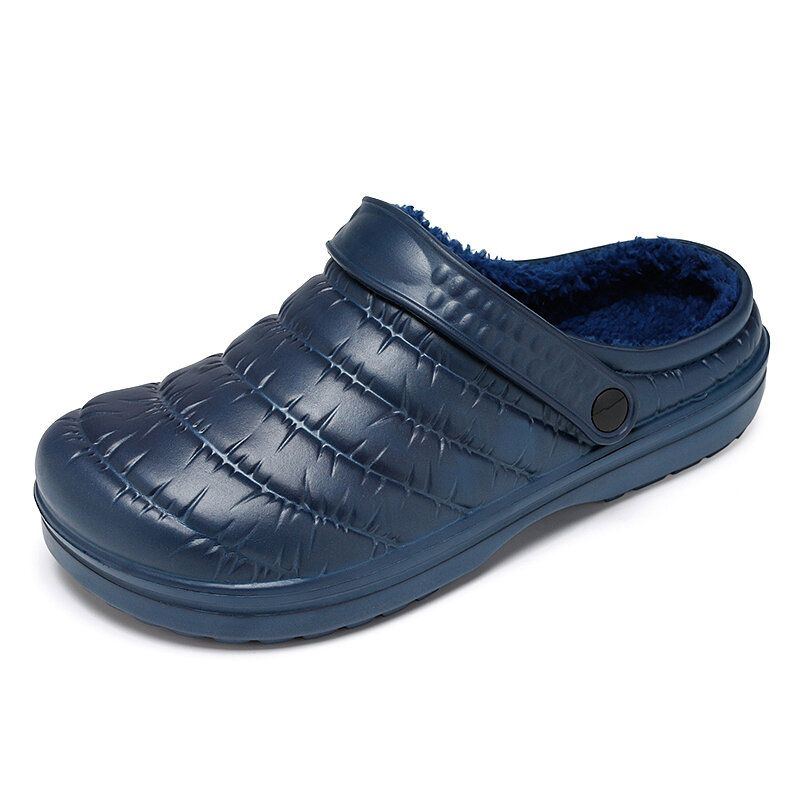 Herren Wasserdichtes Tuch Plüsch Warm Gefüttert Bequeme Slip On Hausschuhe