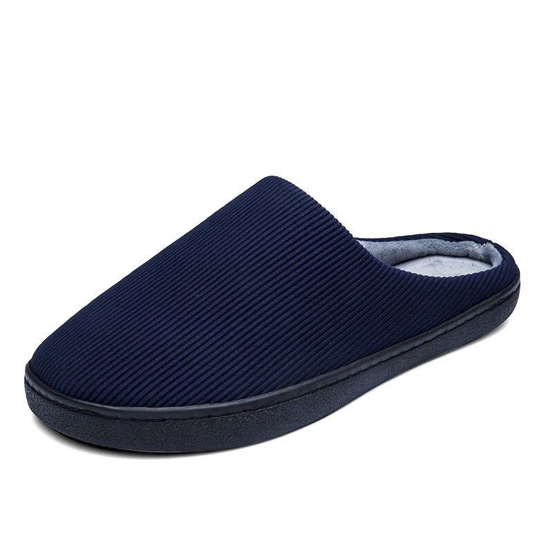 Reine Farbe Runde Zehen Rutschfeste Warme Slip On Heimschuhe Aus Baumwolle