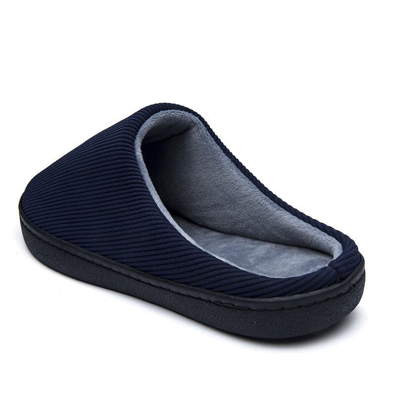 Reine Farbe Runde Zehen Rutschfeste Warme Slip On Heimschuhe Aus Baumwolle