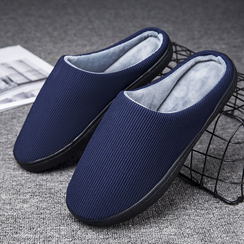 Reine Farbe Runde Zehen Rutschfeste Warme Slip On Heimschuhe Aus Baumwolle