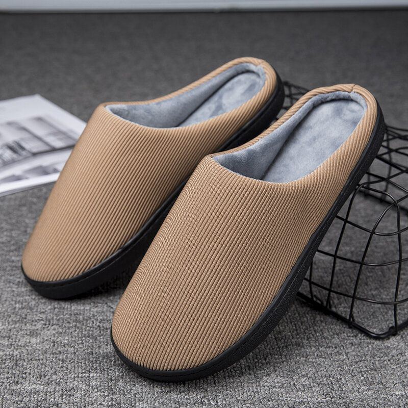 Reine Farbe Runde Zehen Rutschfeste Warme Slip On Heimschuhe Aus Baumwolle