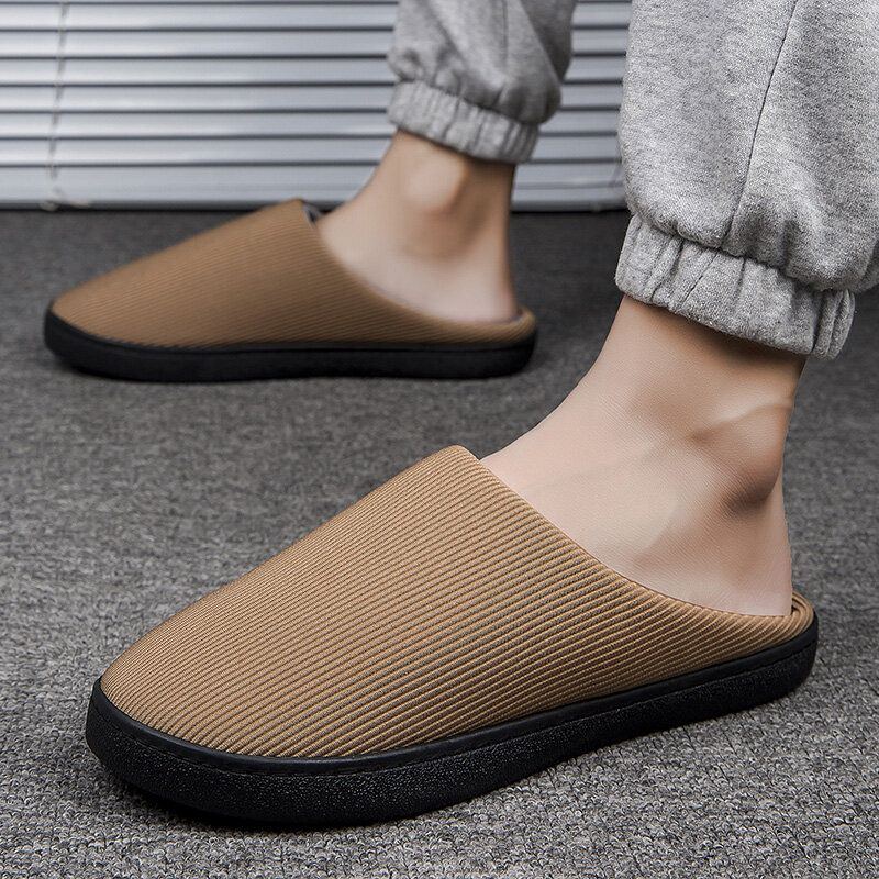 Reine Farbe Runde Zehen Rutschfeste Warme Slip On Heimschuhe Aus Baumwolle