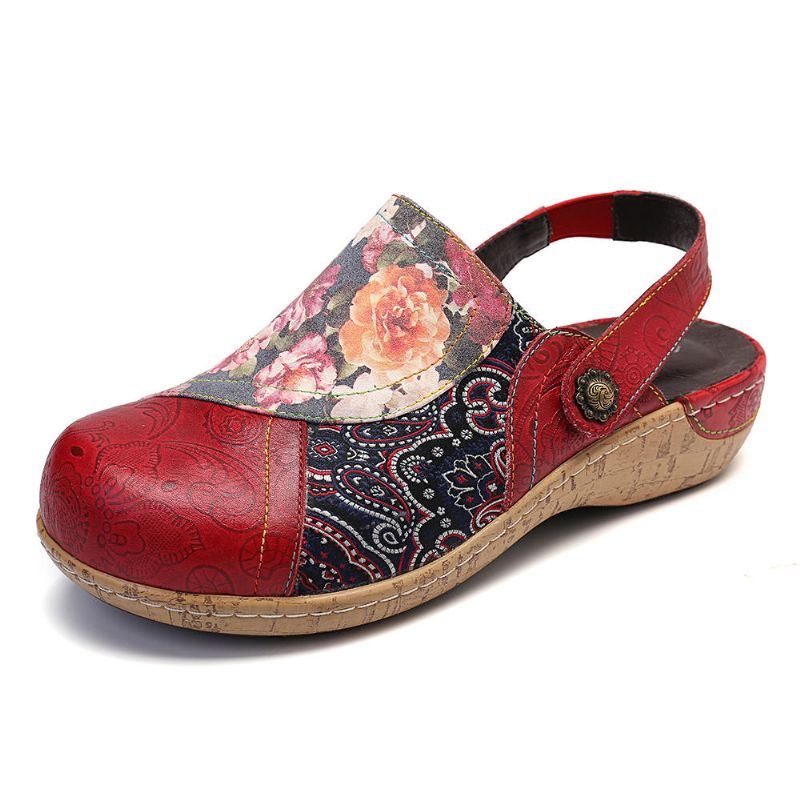 Superbequeme Damen Slip On Flats Mit Blütenblumen Gespleißten Retro Musternähten