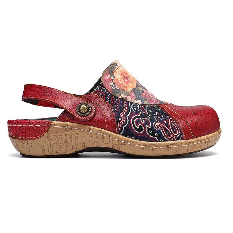 Superbequeme Damen Slip On Flats Mit Blütenblumen Gespleißten Retro Musternähten