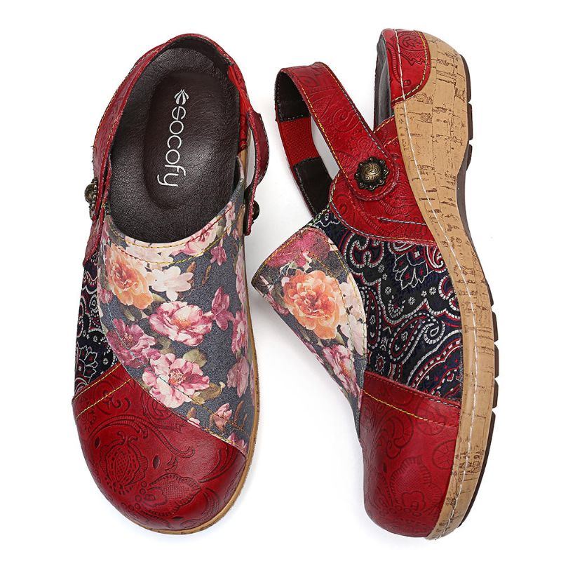 Superbequeme Damen Slip On Flats Mit Blütenblumen Gespleißten Retro Musternähten