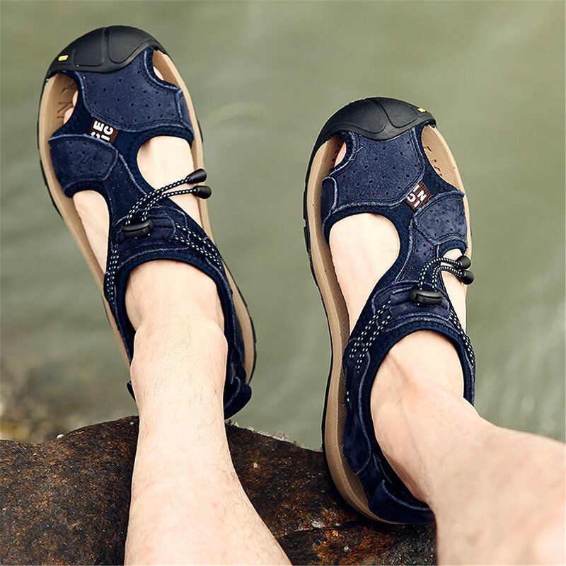 Atmungsaktive Bequeme Abriebfeste Außensohle Für Outdoor Sandalen Mit Klettverschluss