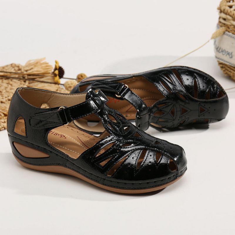 Atmungsaktive Damen Sandalen Mit Verstellbarem Riemen Und Keilabsatz