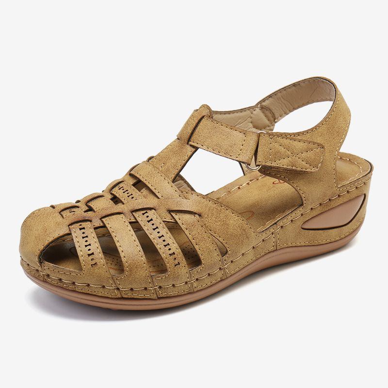 Atmungsaktive Lässige Keilsandalen Mit Ausschnitt Und Hakenschlaufe Für Damen