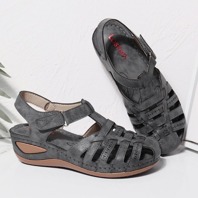 Atmungsaktive Lässige Keilsandalen Mit Ausschnitt Und Hakenschlaufe Für Damen