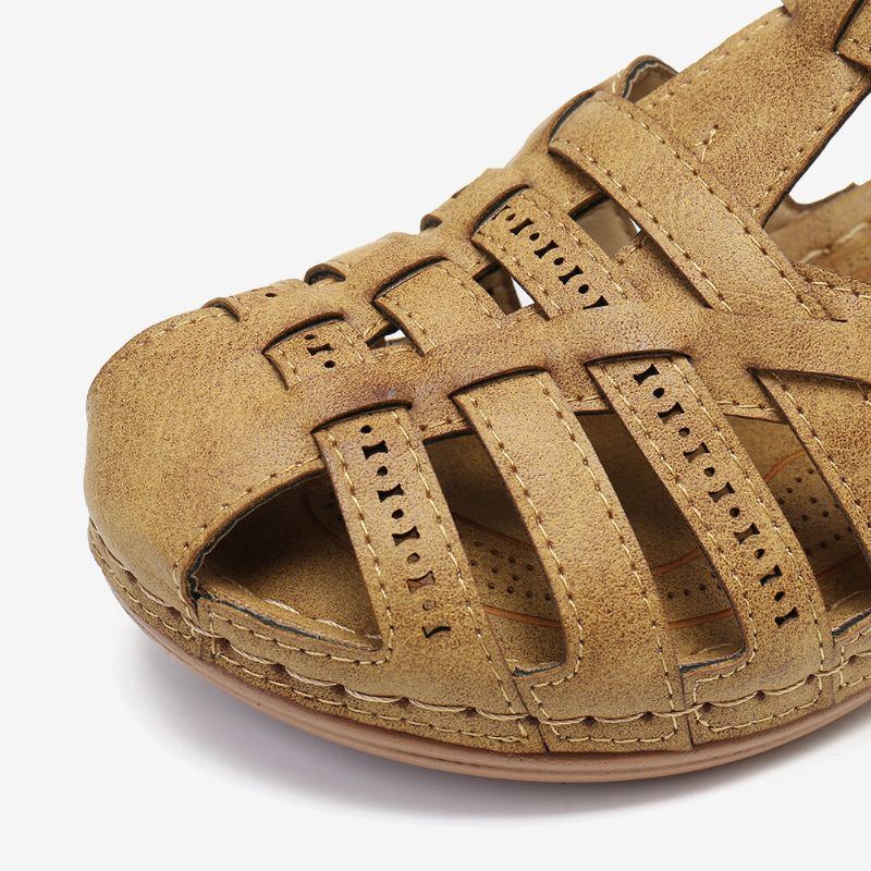 Atmungsaktive Lässige Keilsandalen Mit Ausschnitt Und Hakenschlaufe Für Damen