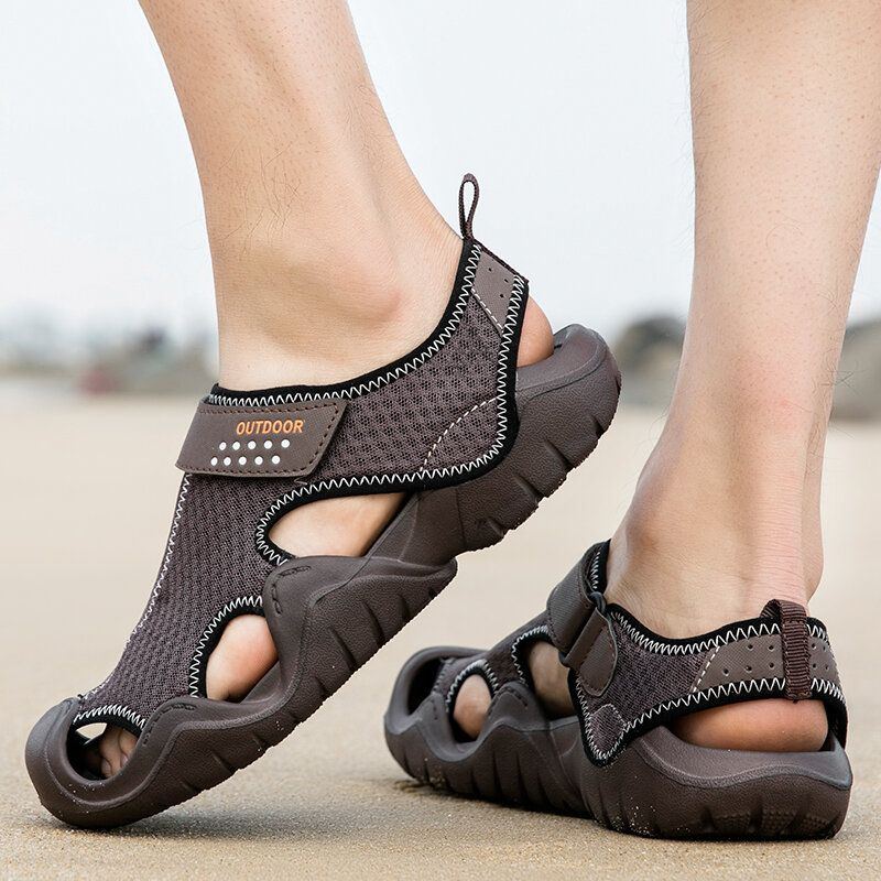 Atmungsaktive Rutschfeste Bequeme Lässige Outdoor Sandalen Aus Mesh Für Herren Mit Geschlossener Zehenpartie