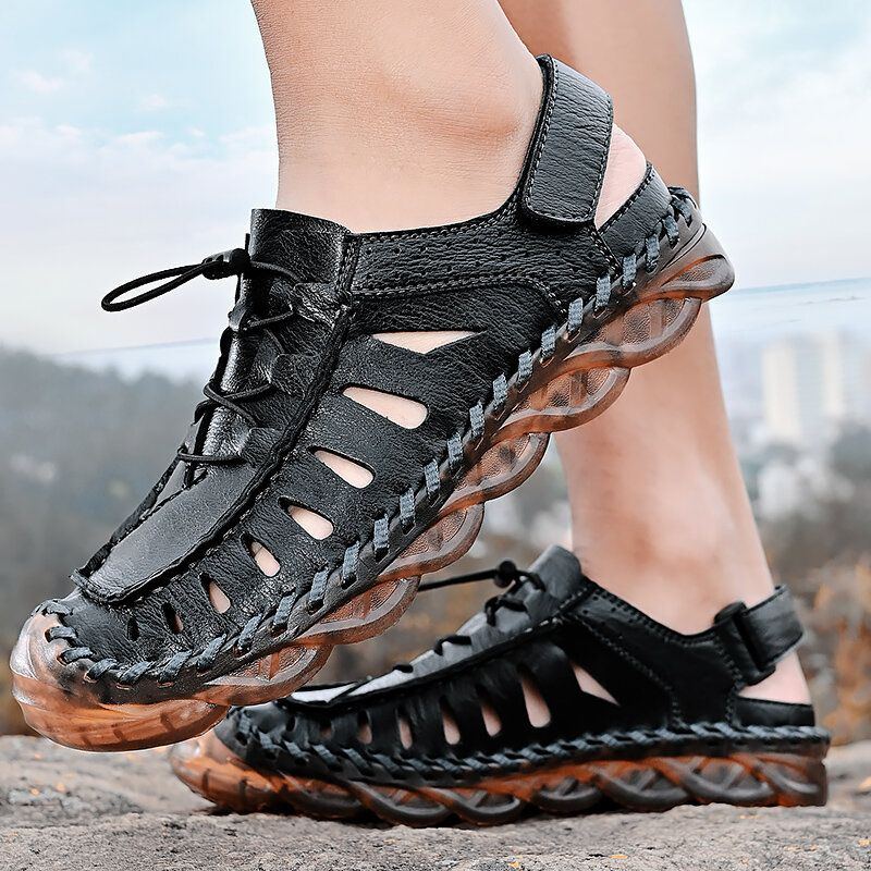 Atmungsaktive Rutschfeste Lässige Outdoor Sandalen Aus Mikrofaser Mit Geschlossener Zehenpartie Für Herren