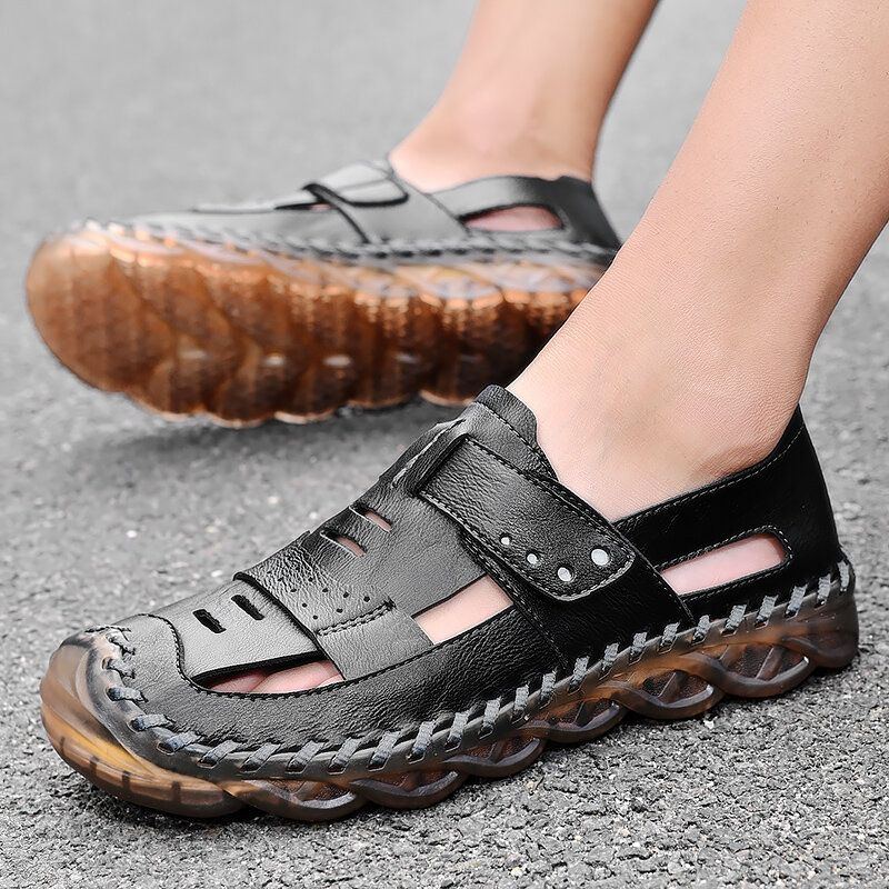 Atmungsaktive Rutschfeste Lässige Outdoor Sandalen Aus Mikrofaser Mit Geschlossener Zehenpartie Für Herren