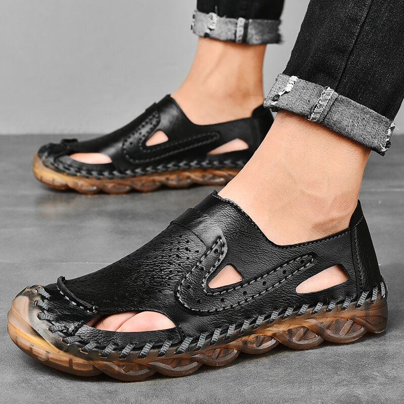 Atmungsaktive Rutschfeste Lässige Outdoor Sandalen Aus Mikrofaser Mit Geschlossener Zehenpartie Für Herren