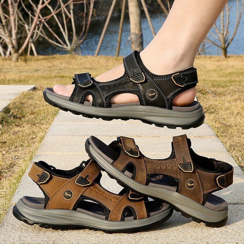 Atmungsaktive Rutschfeste Lässige Outdoor Sandalen Aus Rindsleder Für Herren